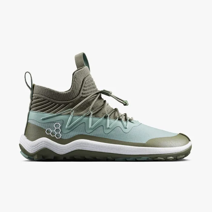 Ботинки Vivobarefoot Primus Trail Flow Mid II — женская модель, ледяной зелёный