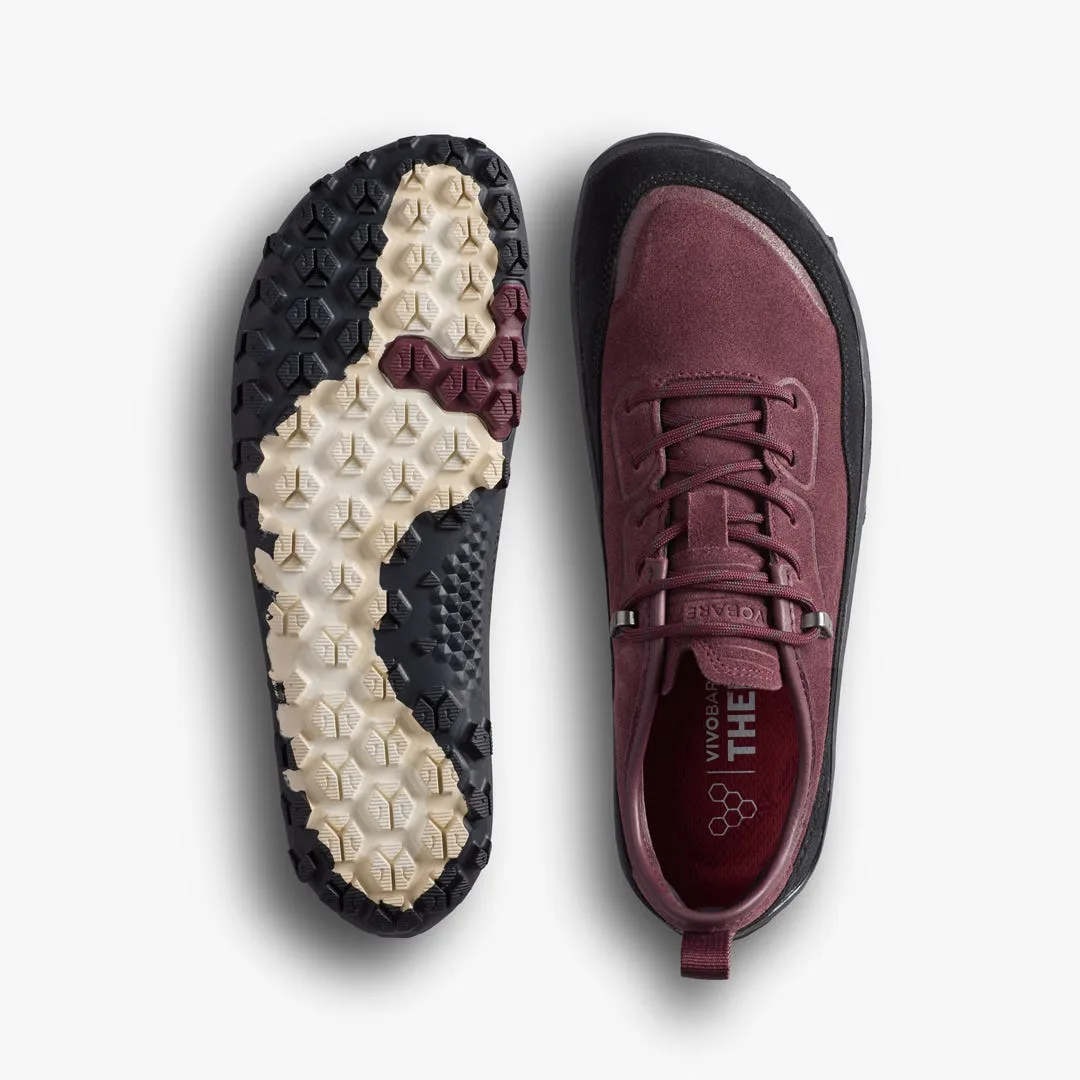 Кроссовки Vivobarefoot Tracker Leather AT Low II Suede — женская модель, бордовый, фото 3